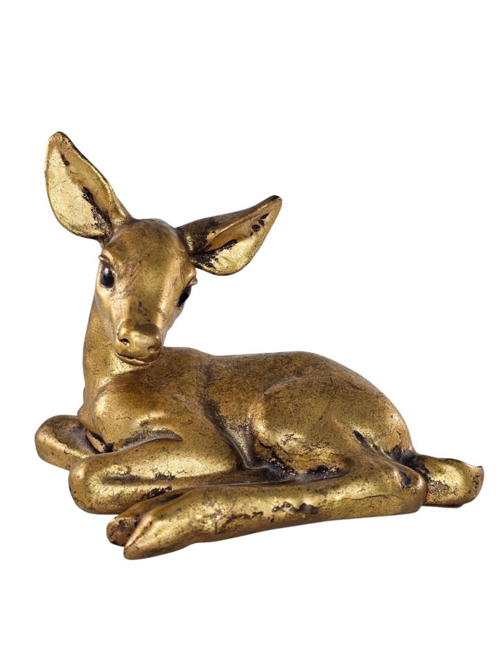 Freeman McFarlin Gold Leaf Baby Deer Fawn Lying Down Figurine MCM